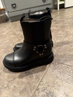 Crosby Black Harness Ankle Boots